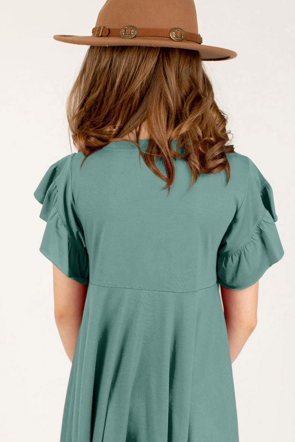 Round Neck Petal Sleeve Dress-Teresa&#39;s Fashionista LLC