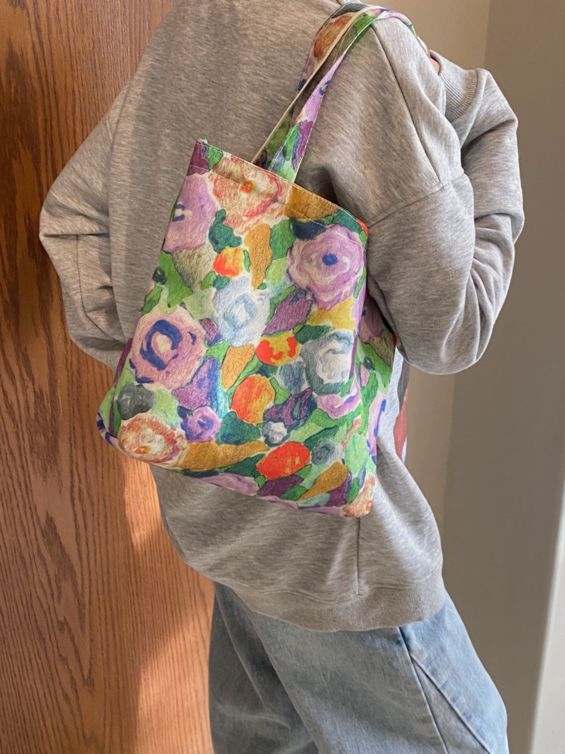 Printed Canvas Handbag with Zipper-Teresa&#39;s Fashionista LLC