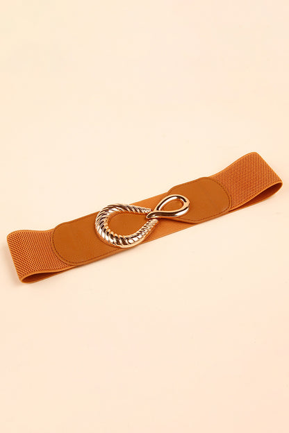 Ribbed Alloy Buckle Elastic Belt-Teresa&#39;s Fashionista LLC