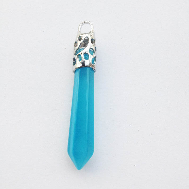 Natural Crystal Hexagonal Prism Bullet Pendant-Teresa&#39;s Fashionista LLC