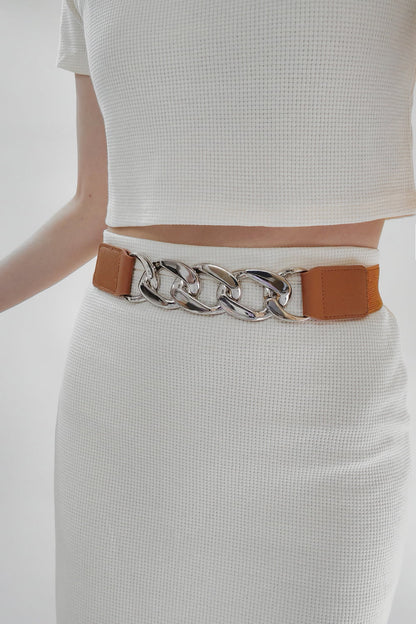 Chain Detail Elastic Belt-Teresa&#39;s Fashionista LLC