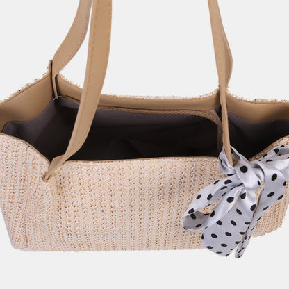 Straw Woven Leather Strap Handbag-Teresa&#39;s Fashionista LLC