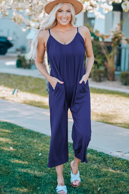 Spaghetti Strap Wide Leg Jumpsuit-Teresa&#39;s Fashionista LLC