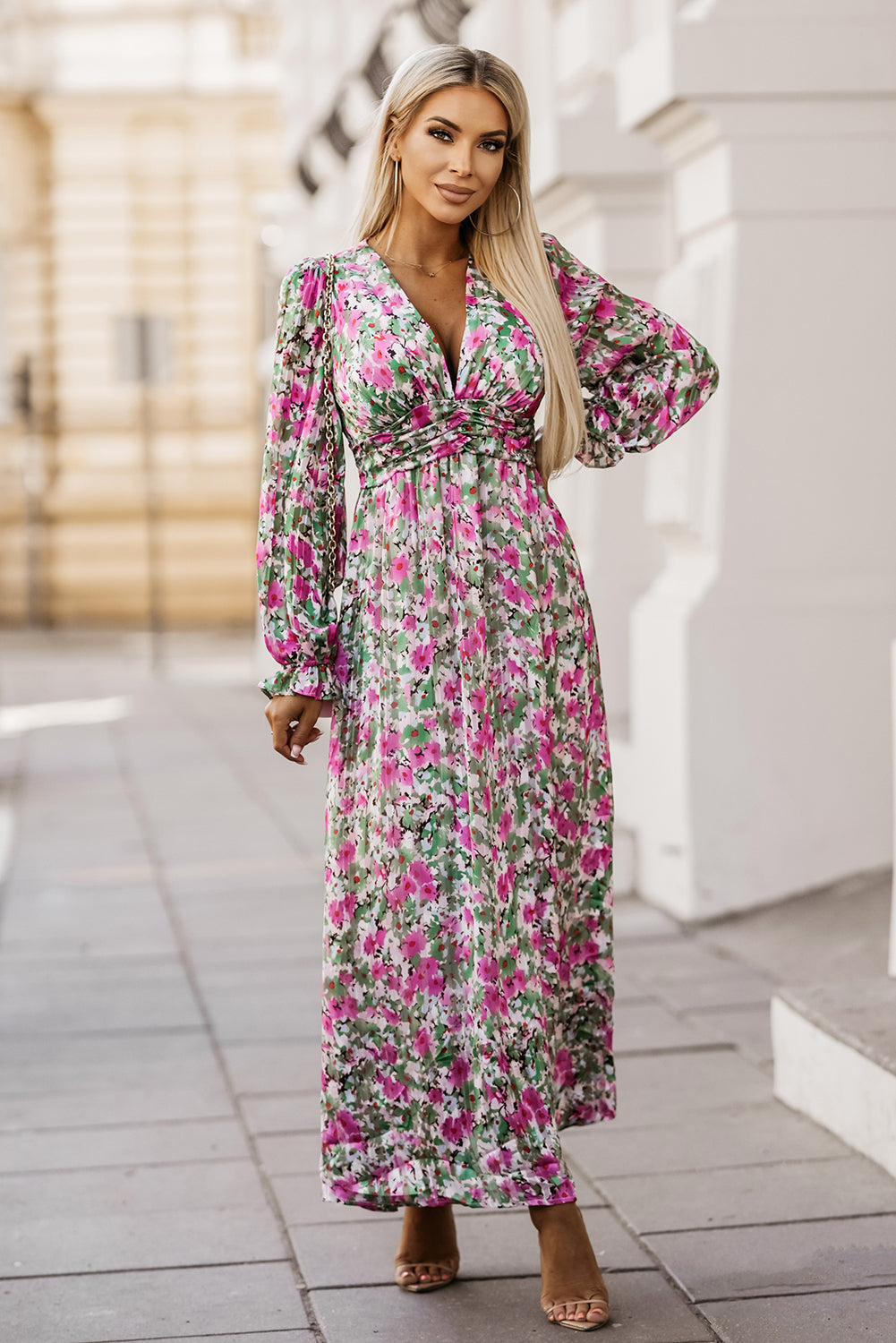 Floral Deep V Maxi Dress-Teresa&#39;s Fashionista LLC