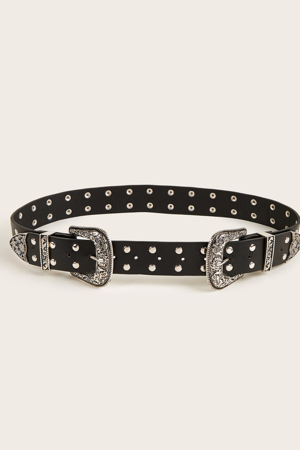 Double Row Studded PU Leather Belt-Teresa&#39;s Fashionista LLC