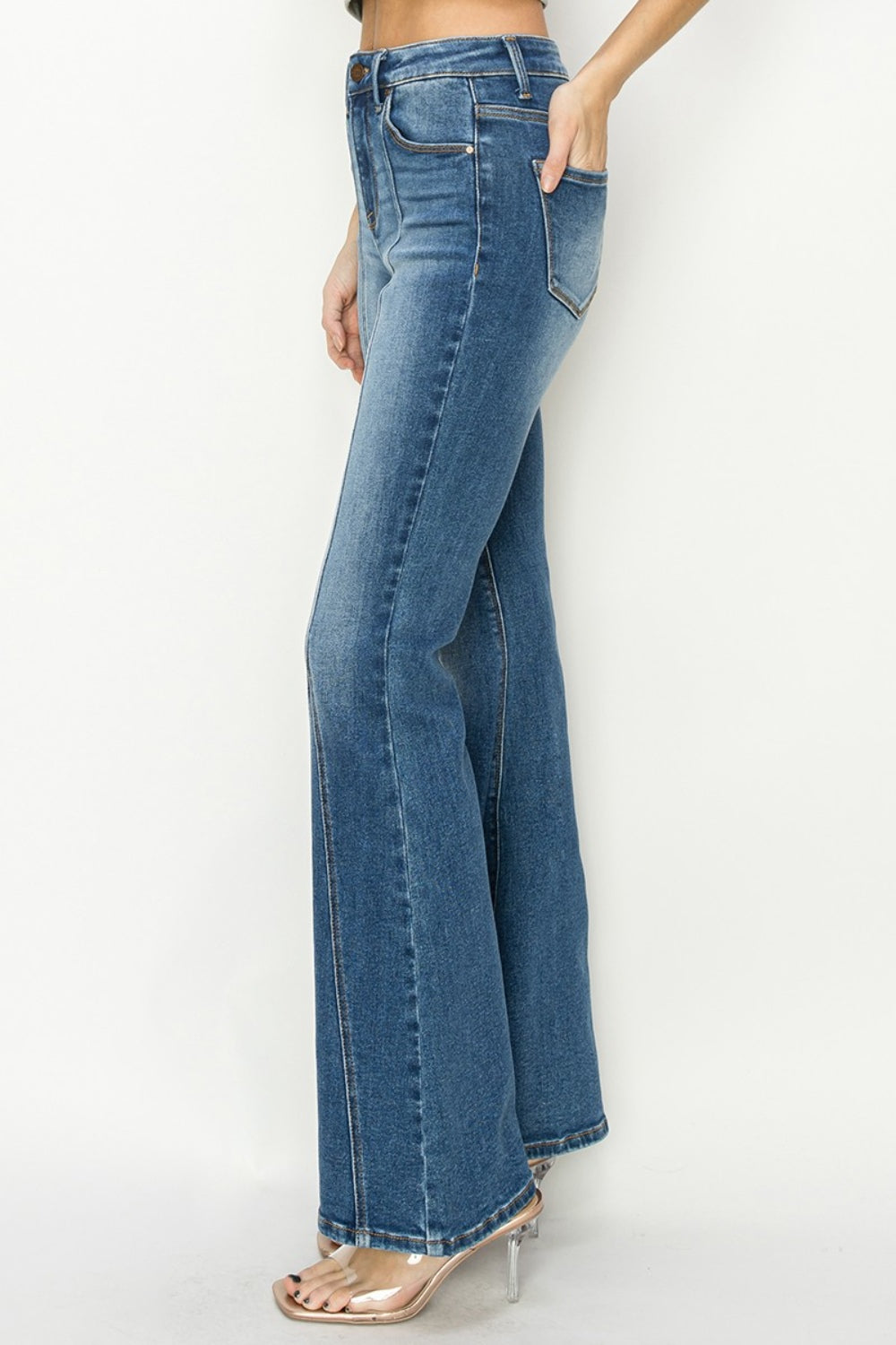 RISEN Full Size High Rise Front Seam Detailed Flare Jeans-Teresa&#39;s Fashionista LLC