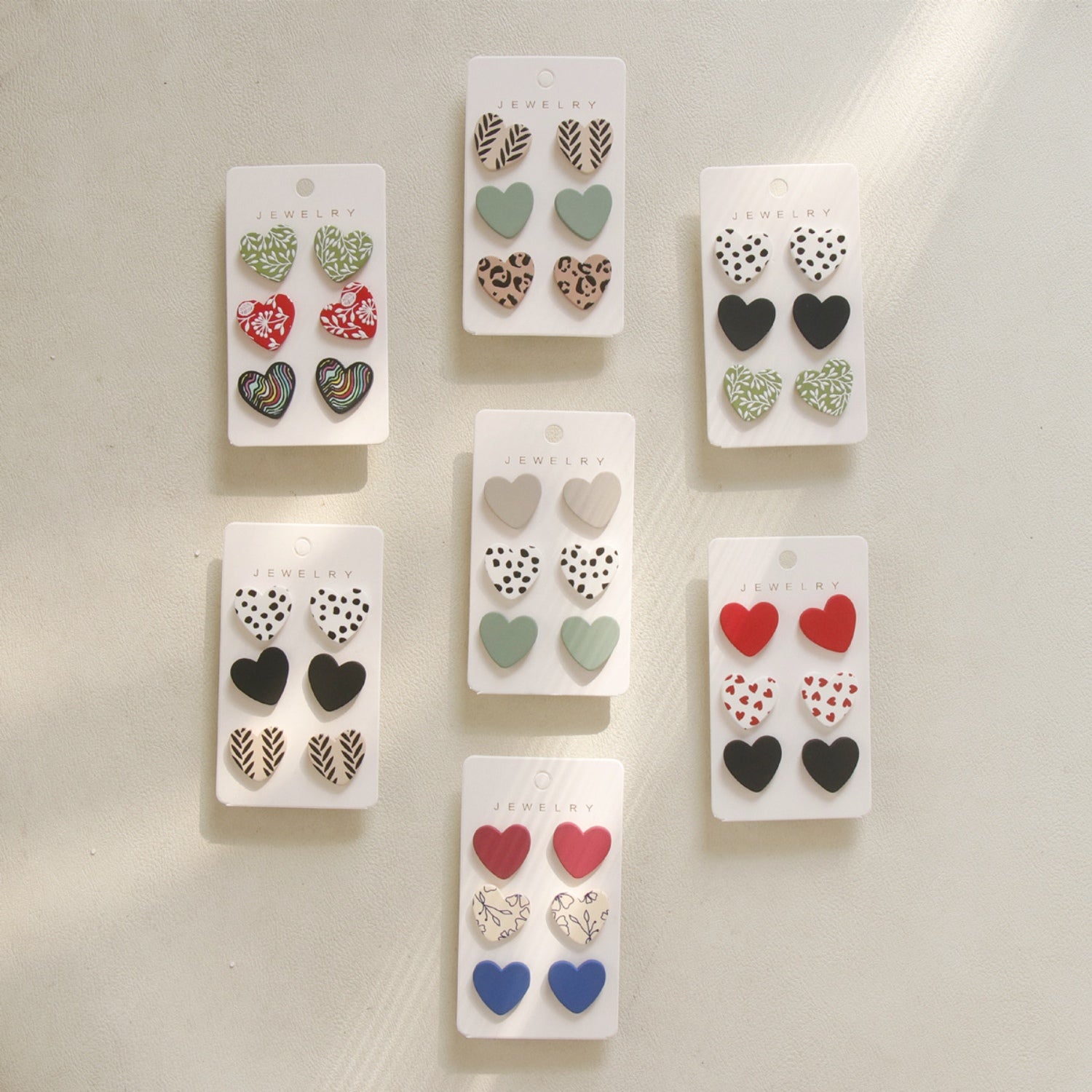 3 Piece Acrylic Heart Stud Earrings-Teresa&#39;s Fashionista LLC