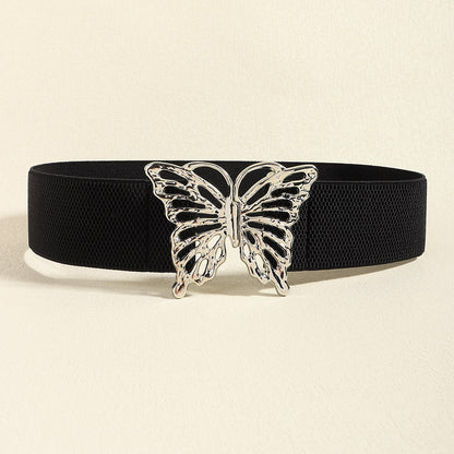 Butterfly Alloy Buckle Elastic Belt-Teresa&#39;s Fashionista LLC