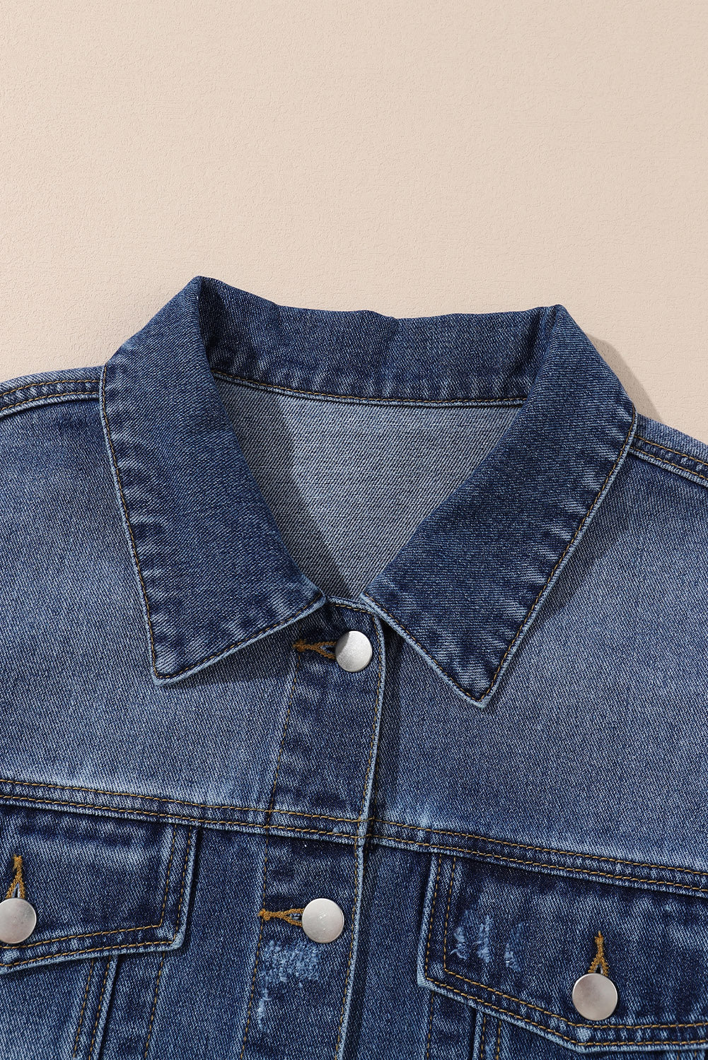 Plus Size Distressed Button Up Raw Hem Denim Jacket-Teresa&#39;s Fashionista LLC