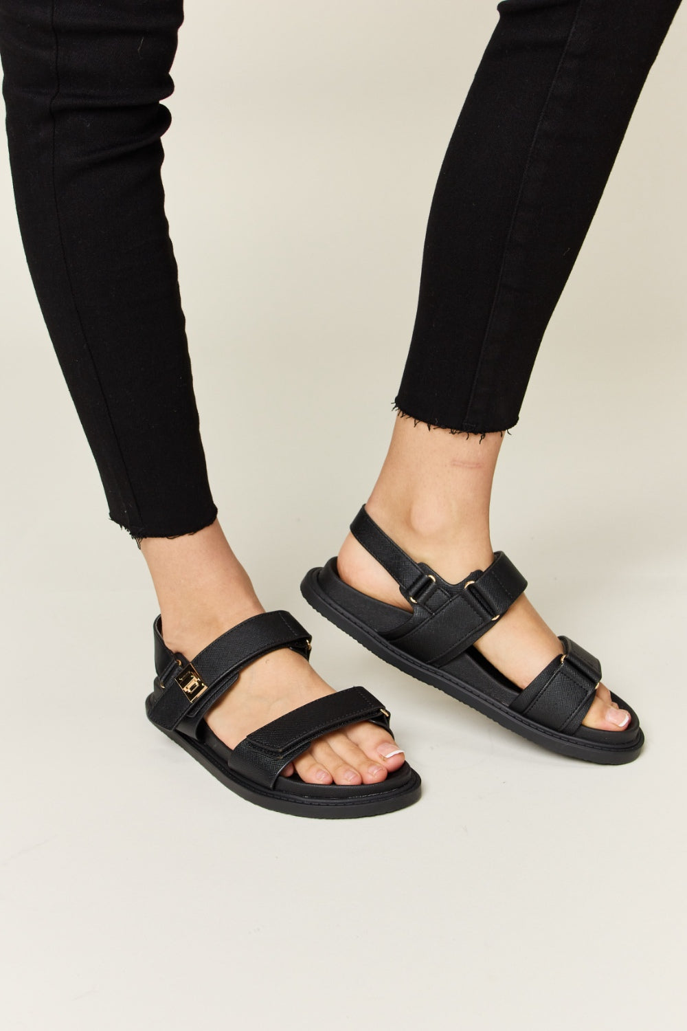 WILD DIVA Velcro Double Strap Slingback Sandals-Teresa&#39;s Fashionista LLC