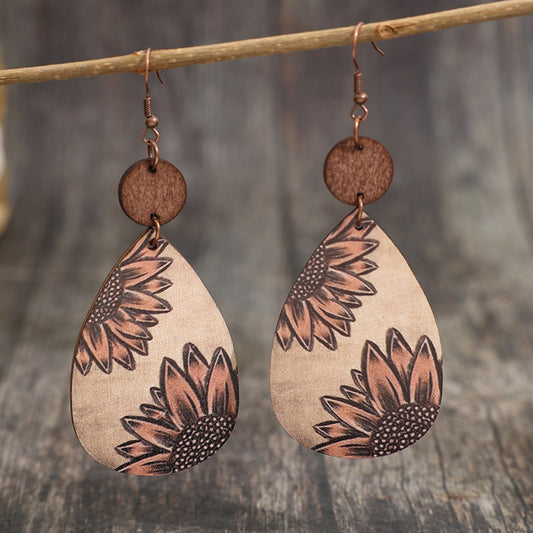 Wooden Iron Hook Dangle Earrings-Teresa&#39;s Fashionista LLC