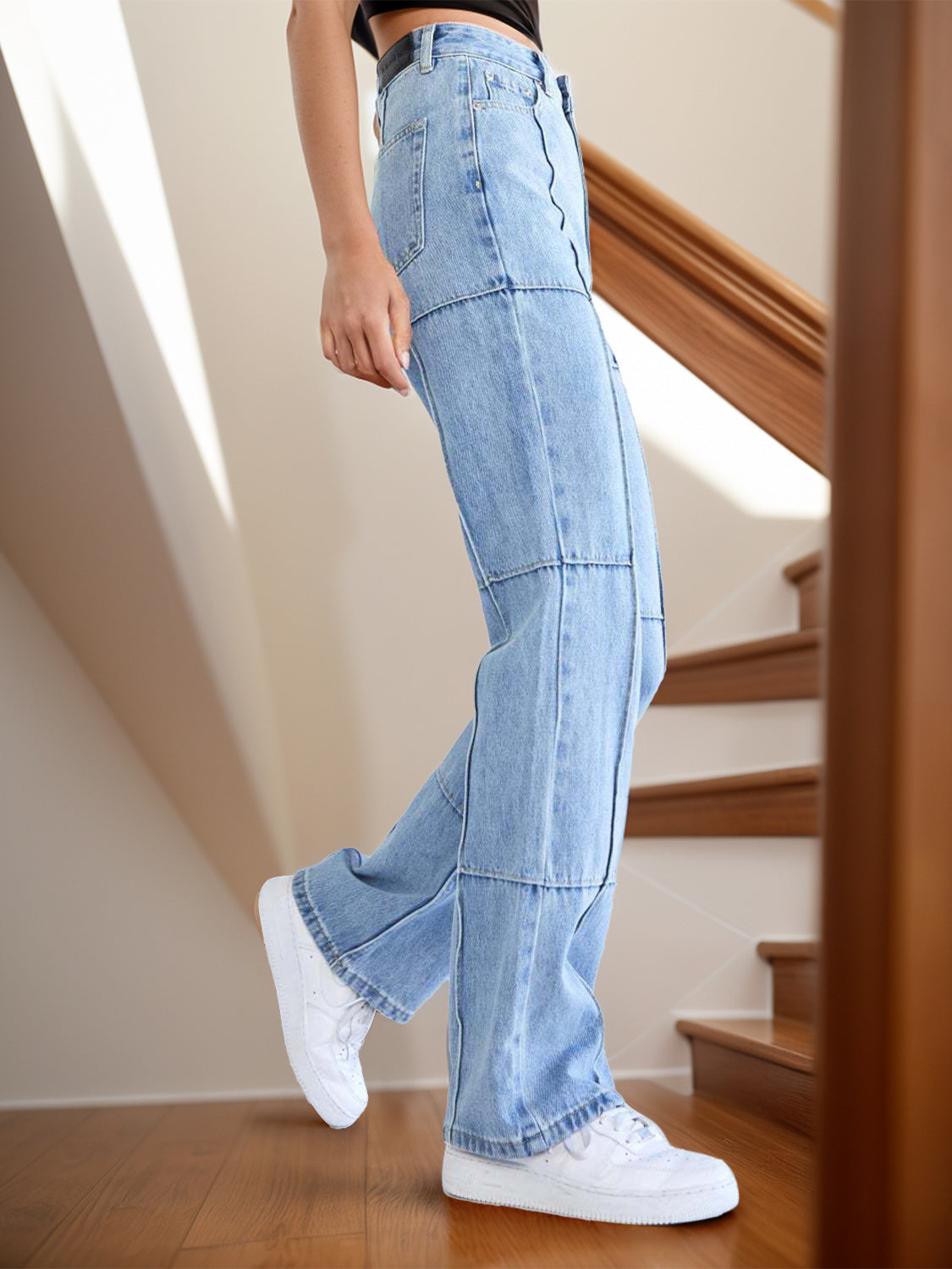 High Waist Straight Jeans with Pockets-Teresa&#39;s Fashionista LLC