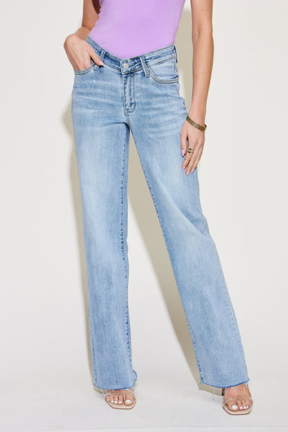 Judy Blue Full Size V Front Waistband Straight Jeans-Teresa&#39;s Fashionista LLC