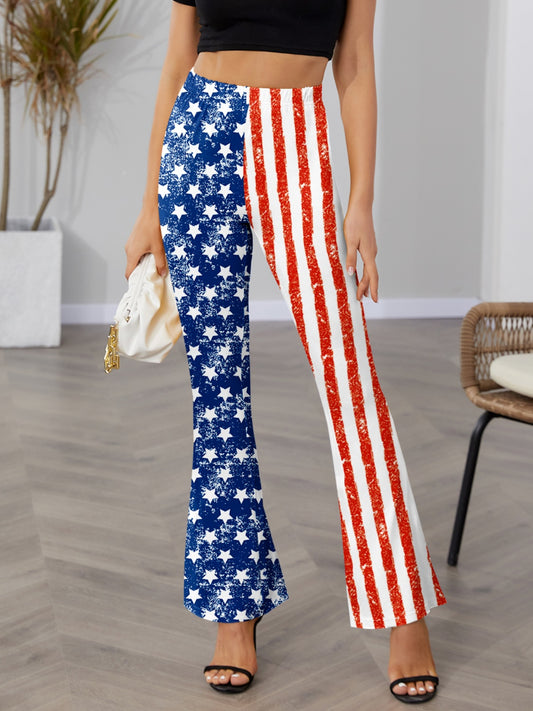 Star & Stripes High Waist Bootcut Pants-Teresa&#39;s Fashionista LLC