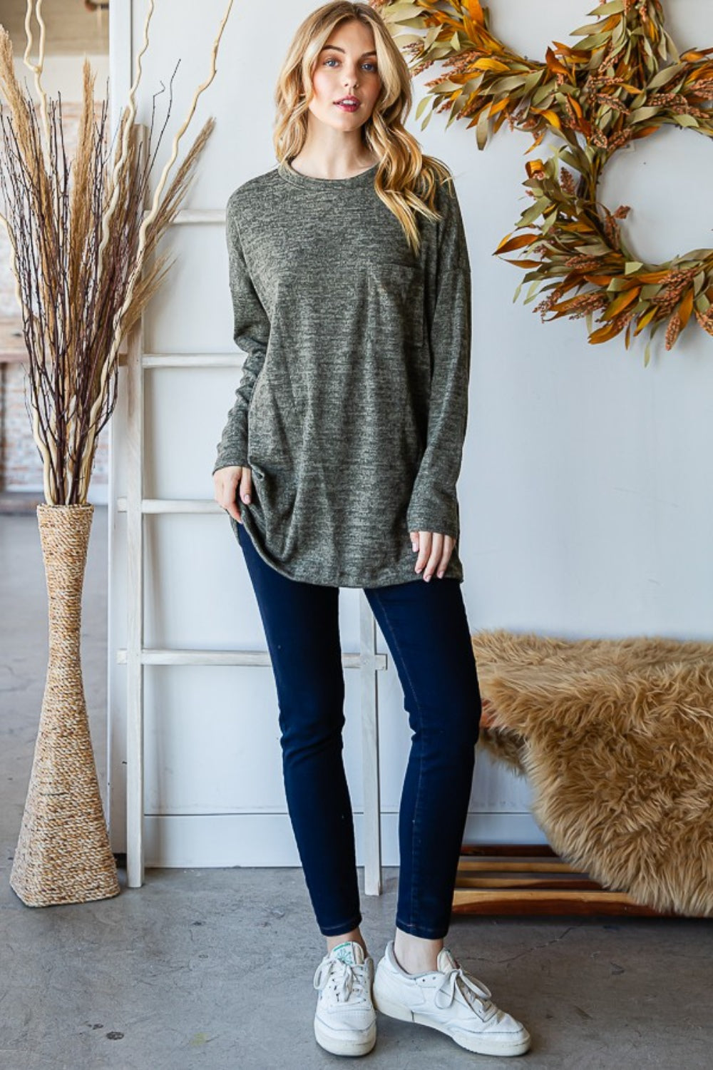 Reborn J Button Side Round Neck Long Sleeve T-Shirt-Teresa&#39;s Fashionista LLC