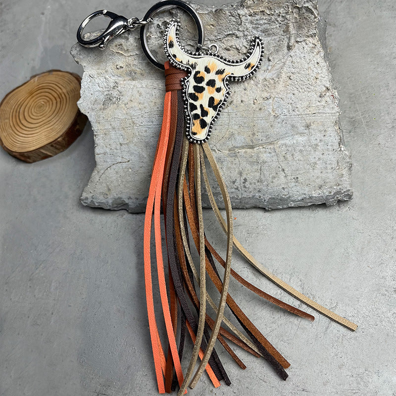 Bull Shape Fringe Key Chain-Teresa&#39;s Fashionista LLC