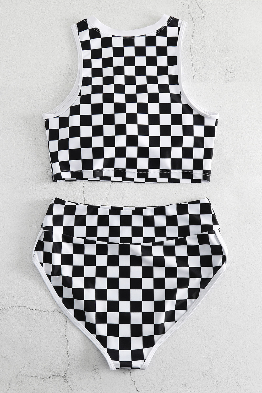 Checkered Wide Strap Two-Piece Swim Set-Teresa&#39;s Fashionista LLC