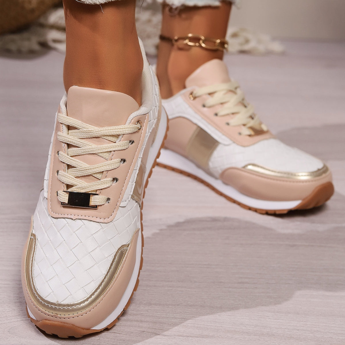 Lace-Up PU Leather Sneakers-Teresa&#39;s Fashionista LLC