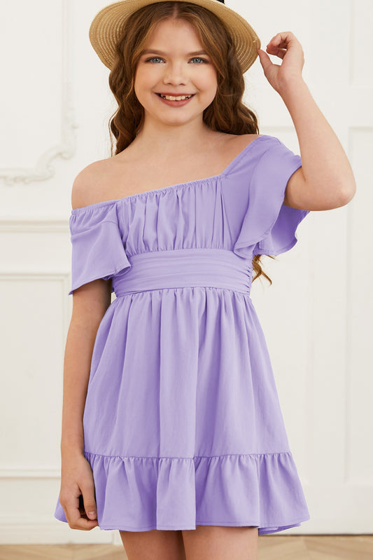 Ruffle Hem Tie-Back Flutter Sleeve Dress-Teresa&#39;s Fashionista LLC