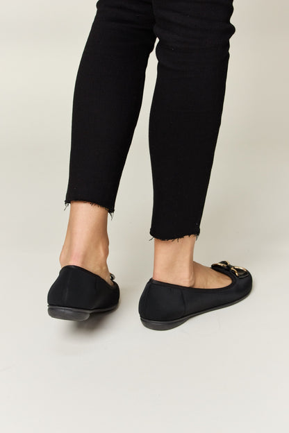 Forever Link Metal Buckle Flat Loafers-Teresa&#39;s Fashionista LLC