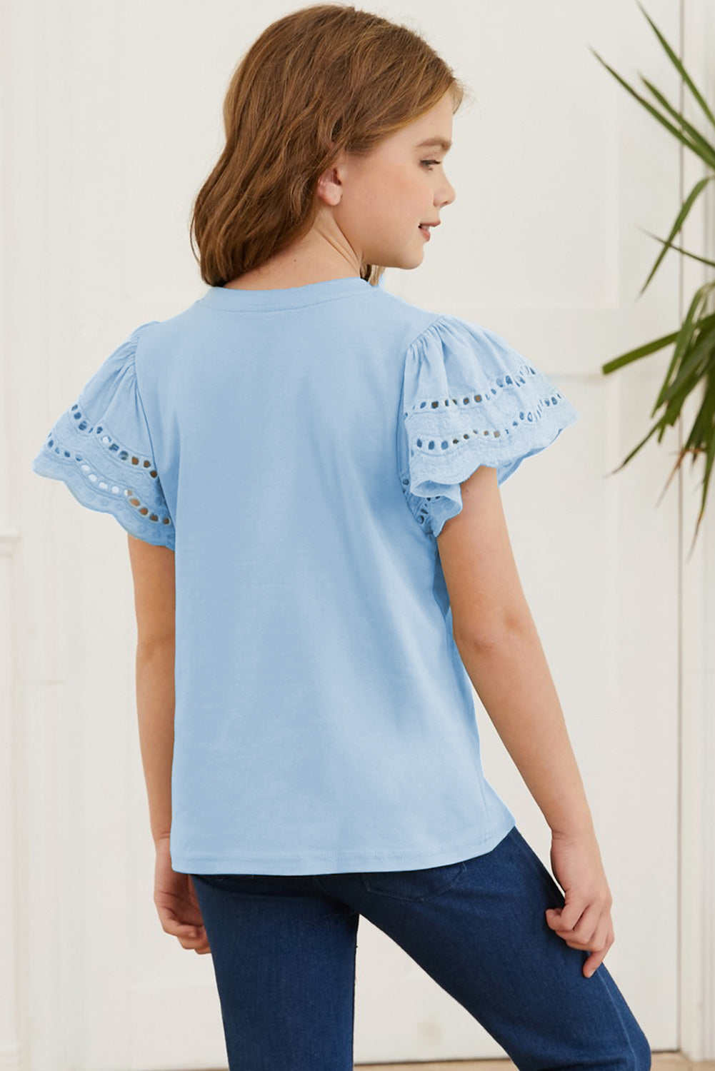 Round Neck Flutter Sleeve T-Shirt-Teresa&#39;s Fashionista LLC