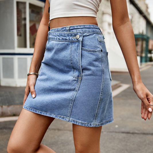 Asymmetrical Denim Mini Skirt - Teresa's Fashionista LLC