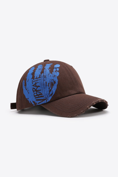 VIBRA Graphic Distressed Adjustable Baseball Cap-Teresa&#39;s Fashionista LLC