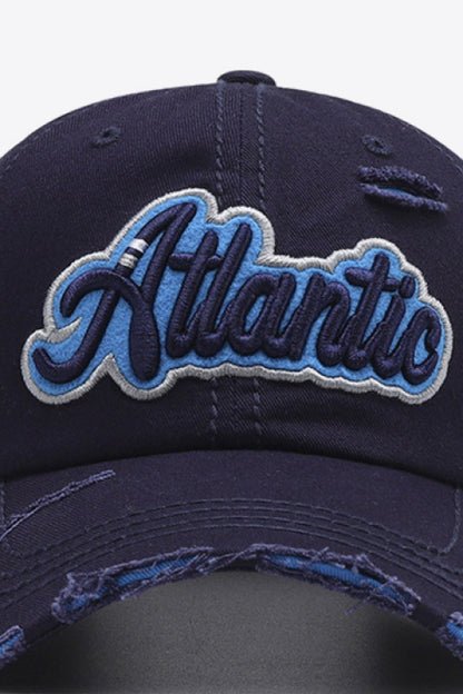 ATLANTIC Graphic Distressed Baseball Cap-Teresa&#39;s Fashionista LLC