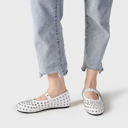 PU Leather Studded Flat Loafers-Teresa&#39;s Fashionista LLC