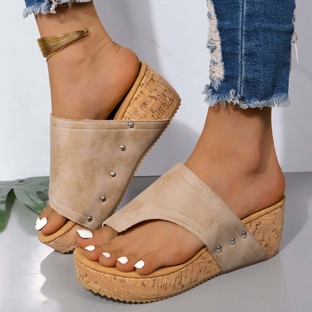 PU Leather Wedge Sandals-Teresa&#39;s Fashionista LLC