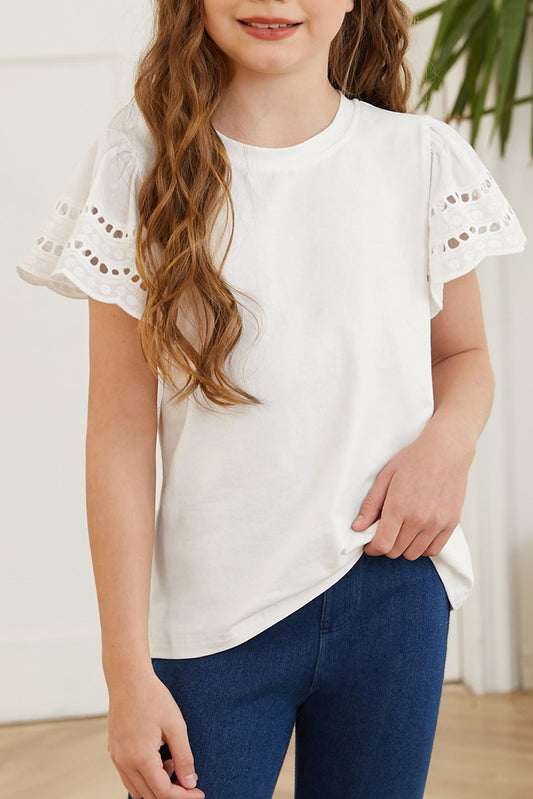 Round Neck Flutter Sleeve T-Shirt - Teresa's Fashionista LLC