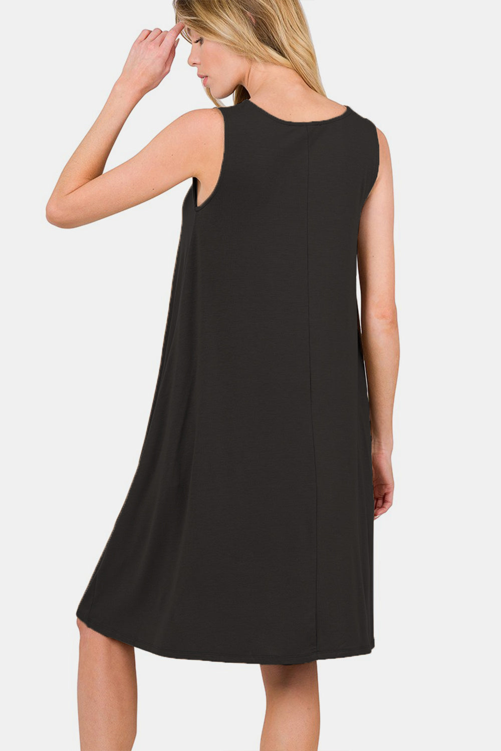 Zenana Full Size Sleeveless Flared Dress with Side Pockets-Teresa&#39;s Fashionista LLC