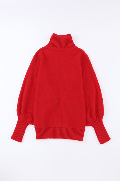 Red Merry Letter Embroidered High Neck Sweater-Teresa&#39;s Fashionista LLC