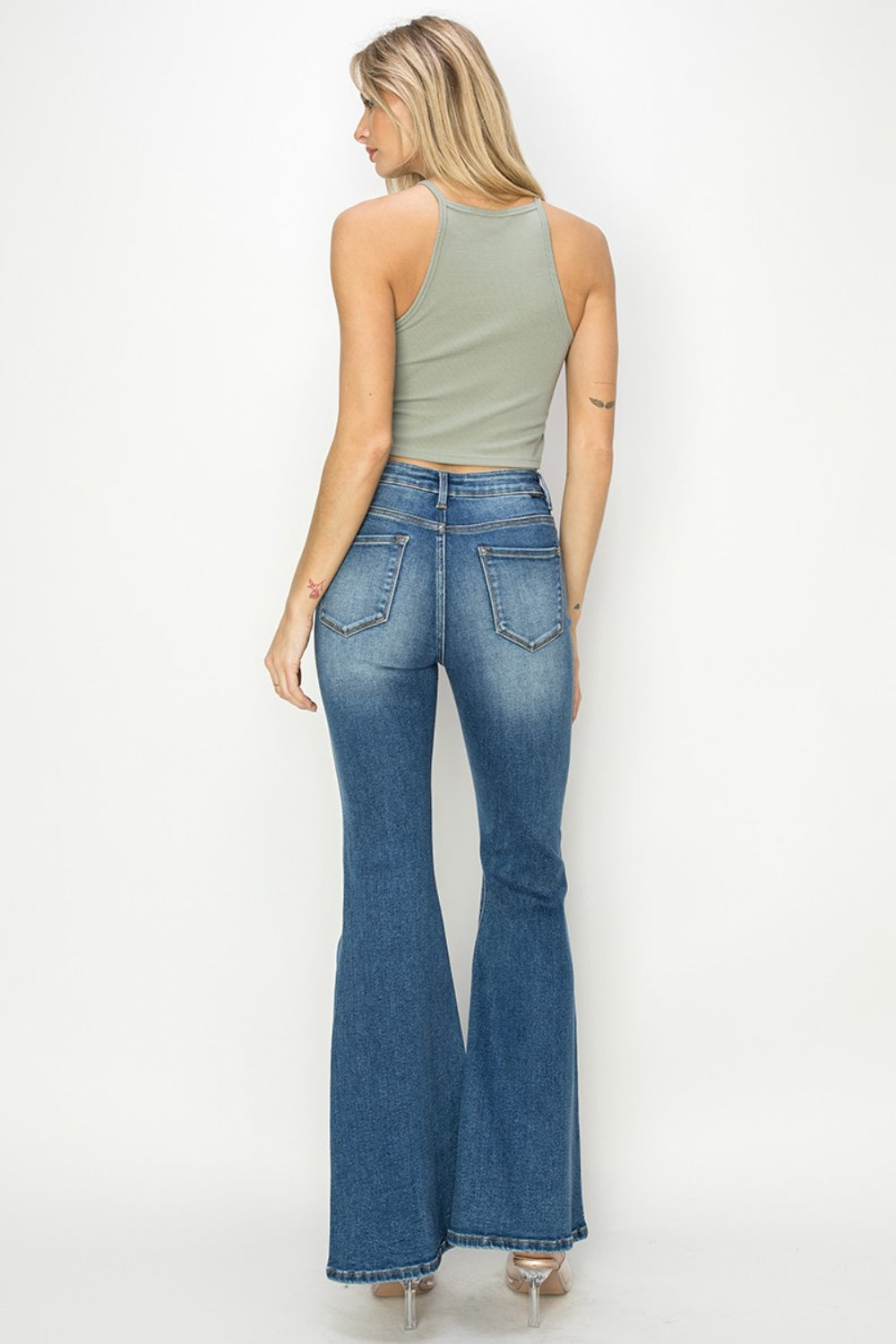 RISEN Full Size High Rise Front Seam Detailed Flare Jeans-Teresa&#39;s Fashionista LLC