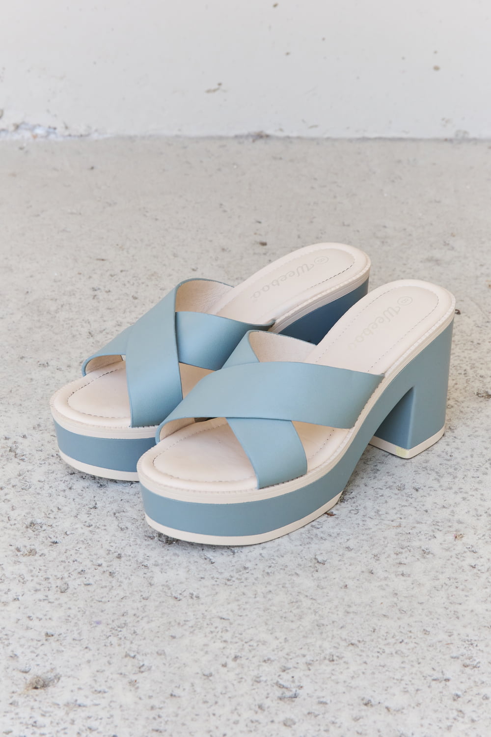 Weeboo Cherish The Moments Contrast Platform Sandals in Misty Blue-Teresa&#39;s Fashionista LLC