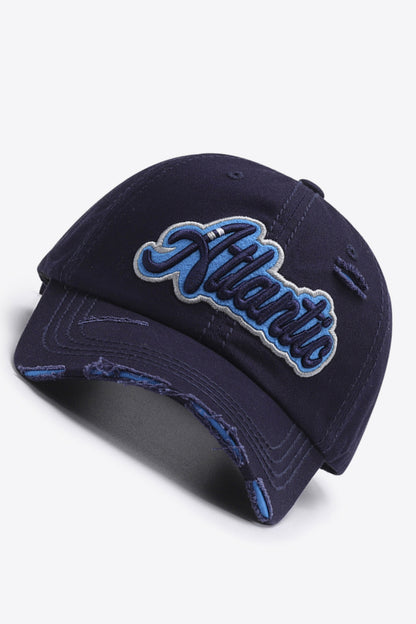 ATLANTIC Graphic Distressed Baseball Cap-Teresa&#39;s Fashionista LLC