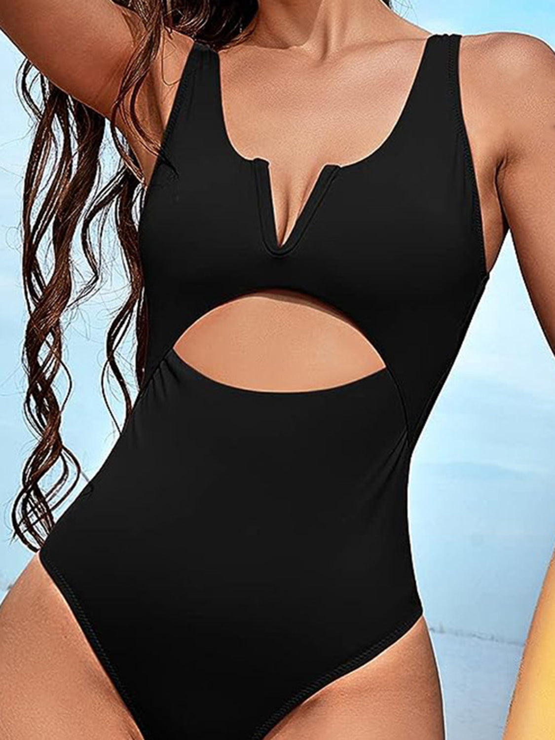 Cutout Notched Wide Strap One-Piece Swimwear-Teresa&#39;s Fashionista LLC