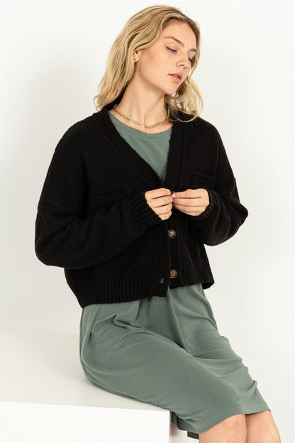 Cute Mood Crop Shoulder Cropped Cardigan Sweater-Teresa&#39;s Fashionista LLC