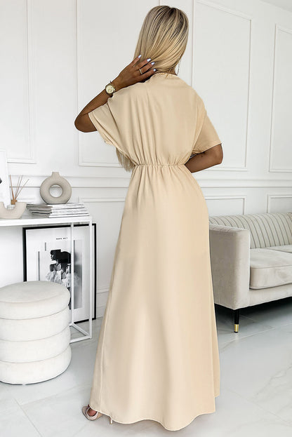 Surplice Neck Slit Maxi Dress-Teresa&#39;s Fashionista LLC