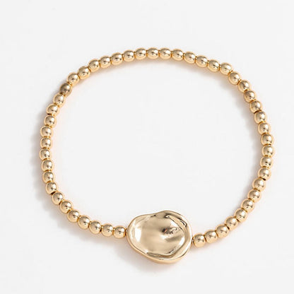 Gold-Plated Alloy Bead Bracelet-Teresa&#39;s Fashionista LLC