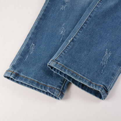 Men's Trendy Brand Frayed Denim Patch-Teresa&#39;s Fashionista LLC