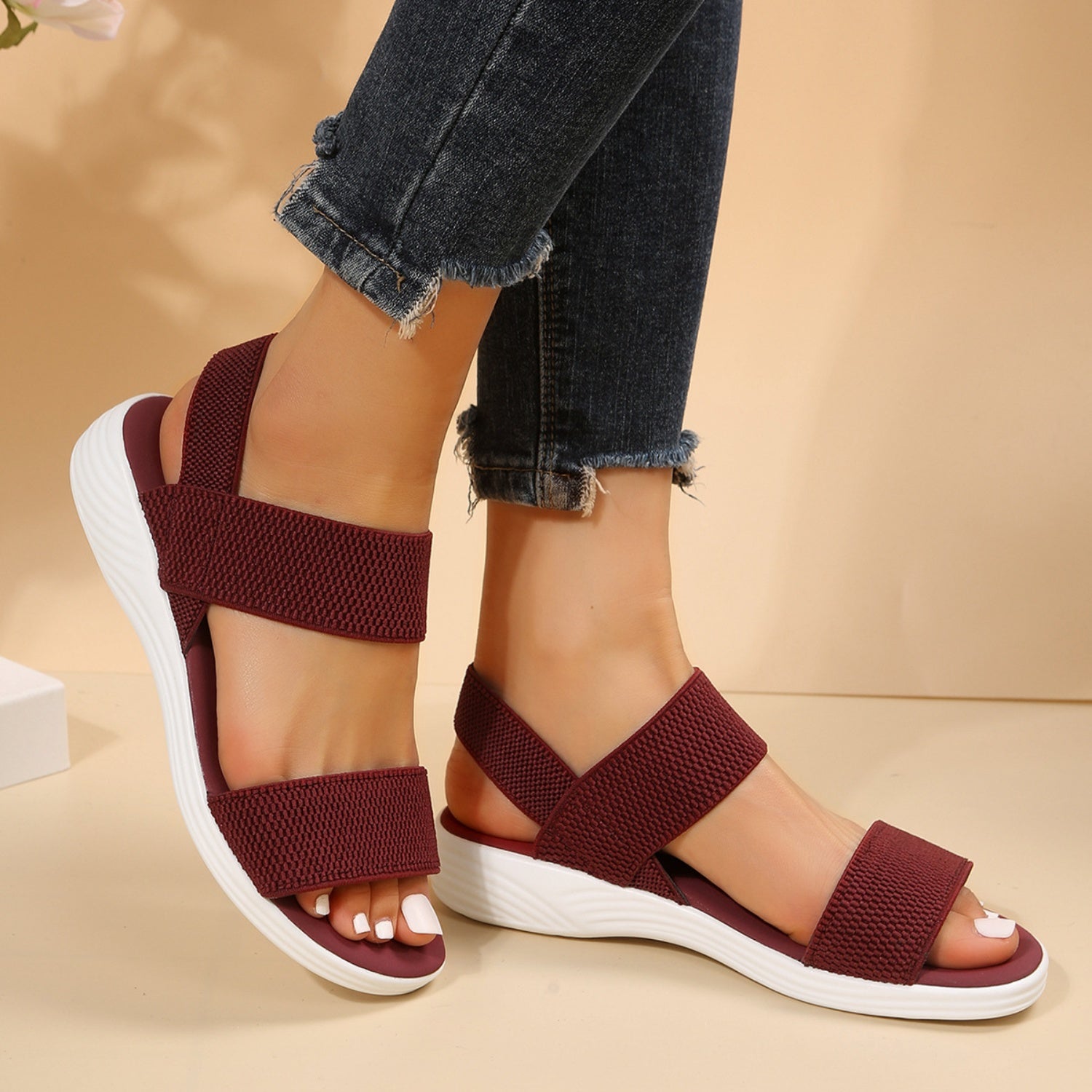 Rubber Open Toe Low Heel Sandals-Teresa&#39;s Fashionista LLC