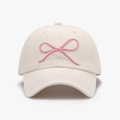 Bow Embroidered Cotton Baseball Cap-Teresa&#39;s Fashionista LLC