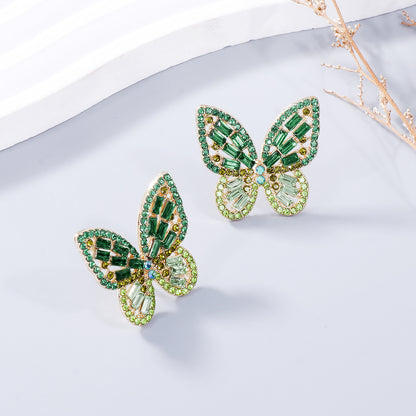 Alloy Inlaid Rhinestone Butterfly Earrings-Teresa&#39;s Fashionista LLC