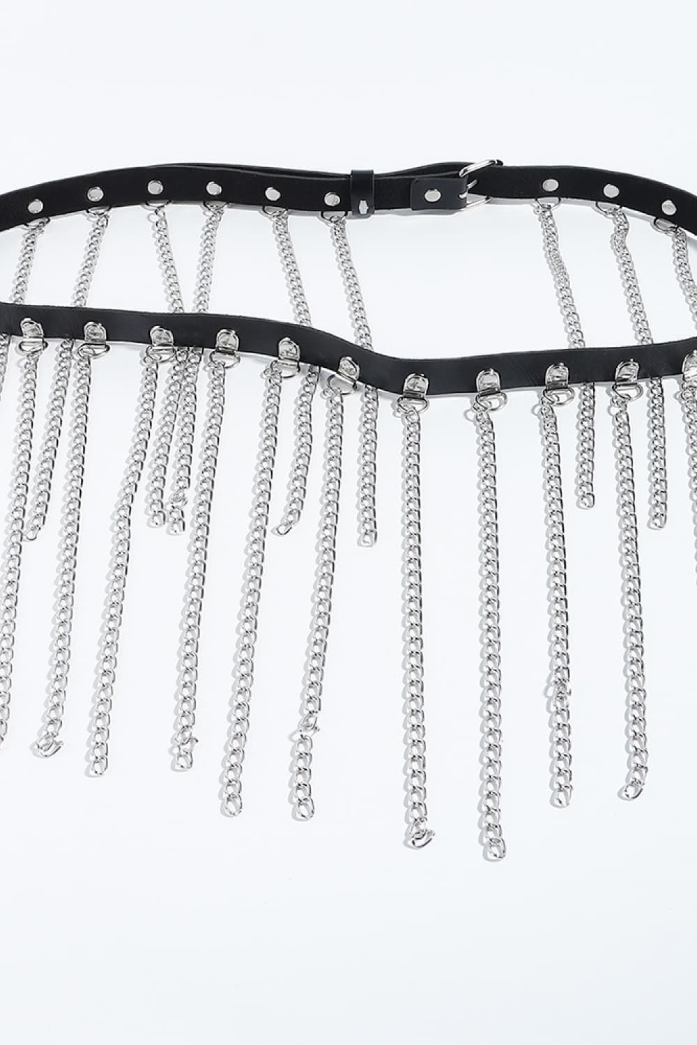 Fringed Chain PU Leather Belt-Teresa&#39;s Fashionista LLC