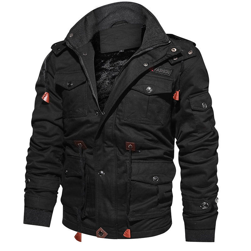 Men Winter Fleece Jacket Warm Hooded Coat Thermal Thick Outerwear Male Military Jacket-Teresa&#39;s Fashionista LLC