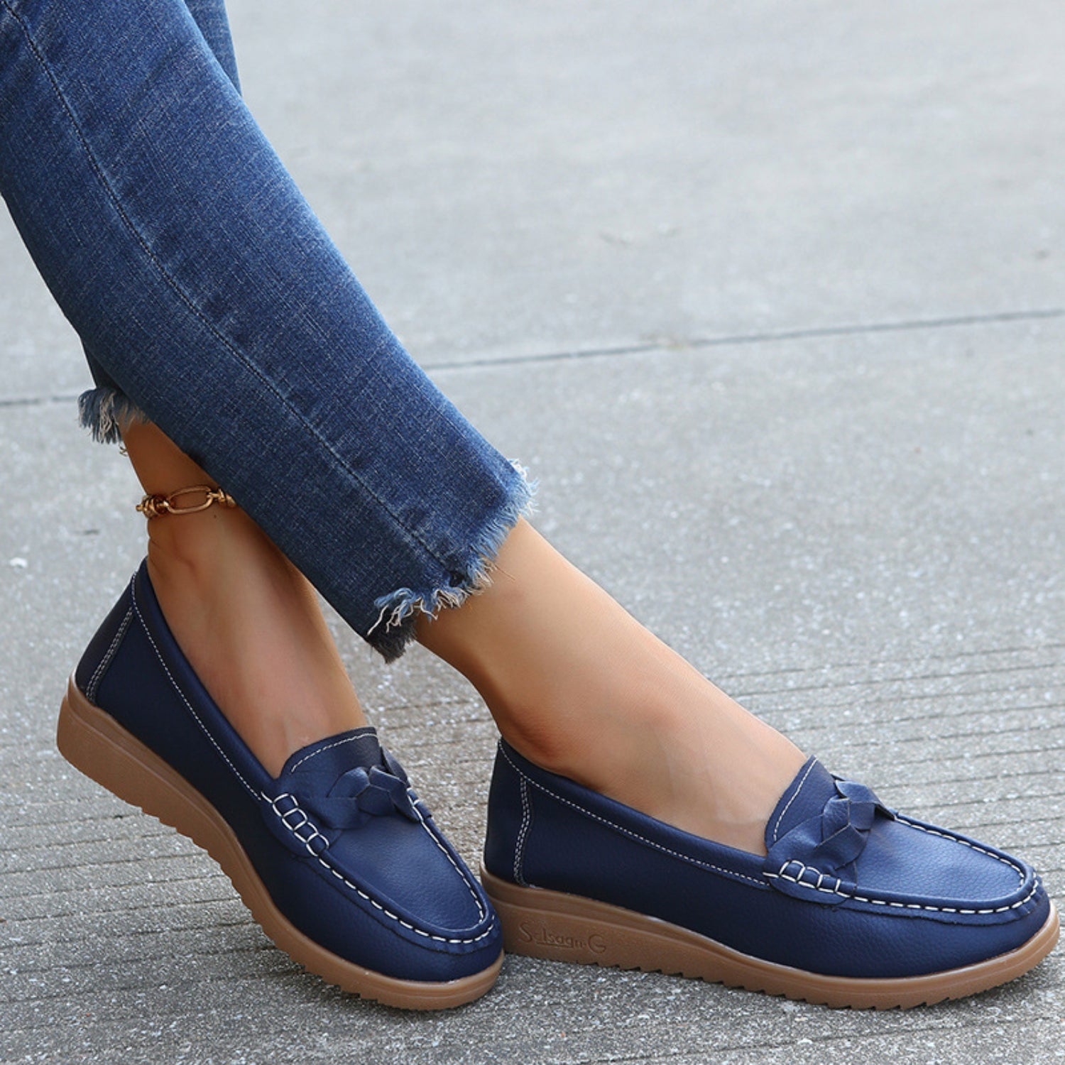 Weave Wedge Heeled Loafers-Teresa&#39;s Fashionista LLC