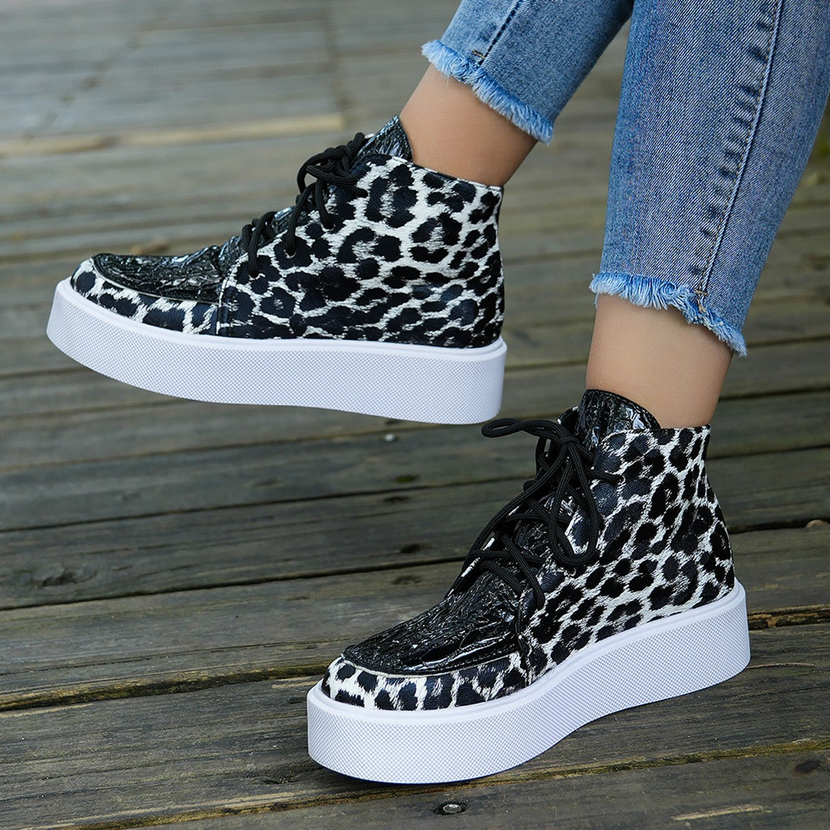 PU Leather Leopard Platform Sneakers-Teresa&#39;s Fashionista LLC