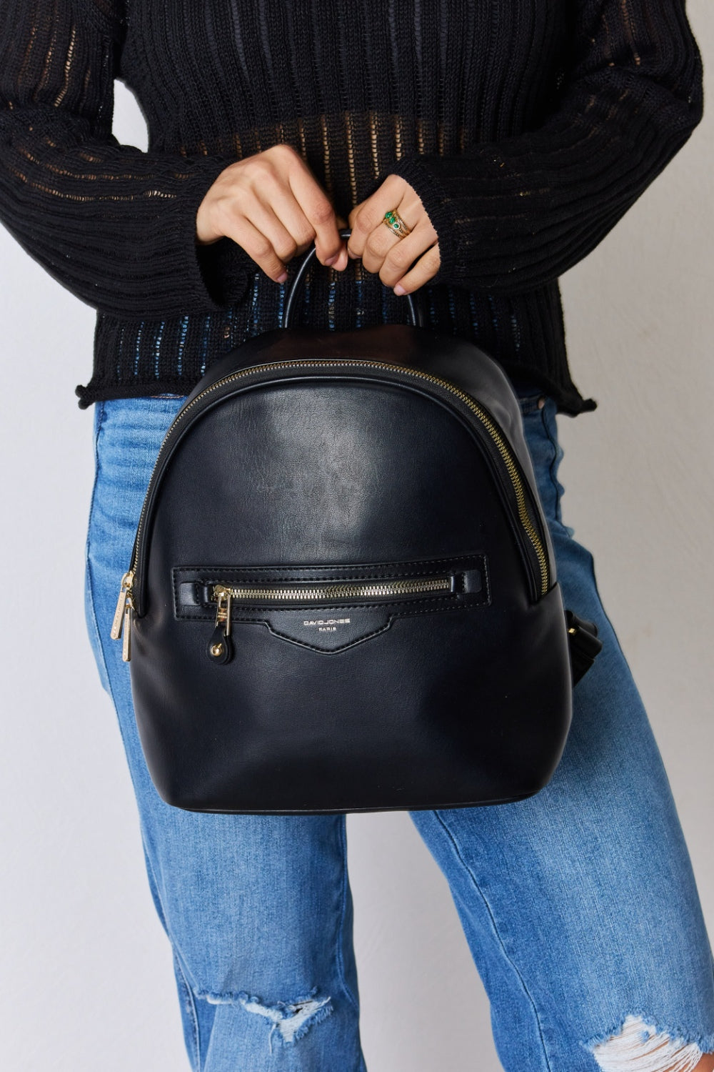 David Jones PU Leather Backpack-Teresa&#39;s Fashionista LLC