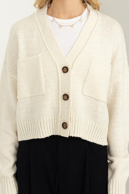 Cute Mood Crop Shoulder Cropped Cardigan Sweater-Teresa&#39;s Fashionista LLC